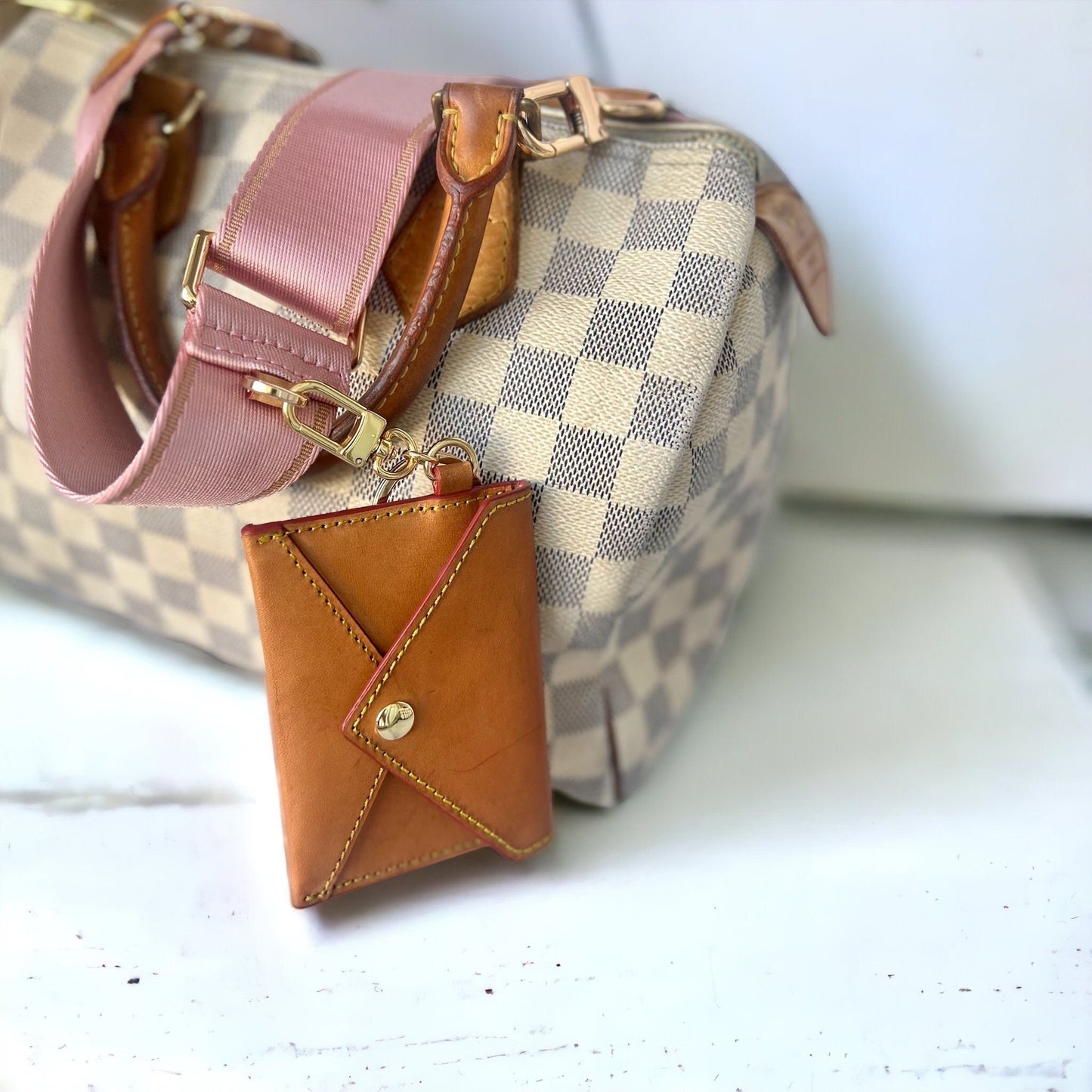 Nylon Bag Strap + Small ID Card Wallet Honey Patina