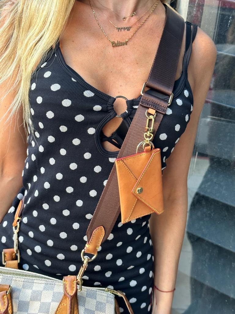Nylon Bag Strap + Small ID Card Wallet Honey Patina