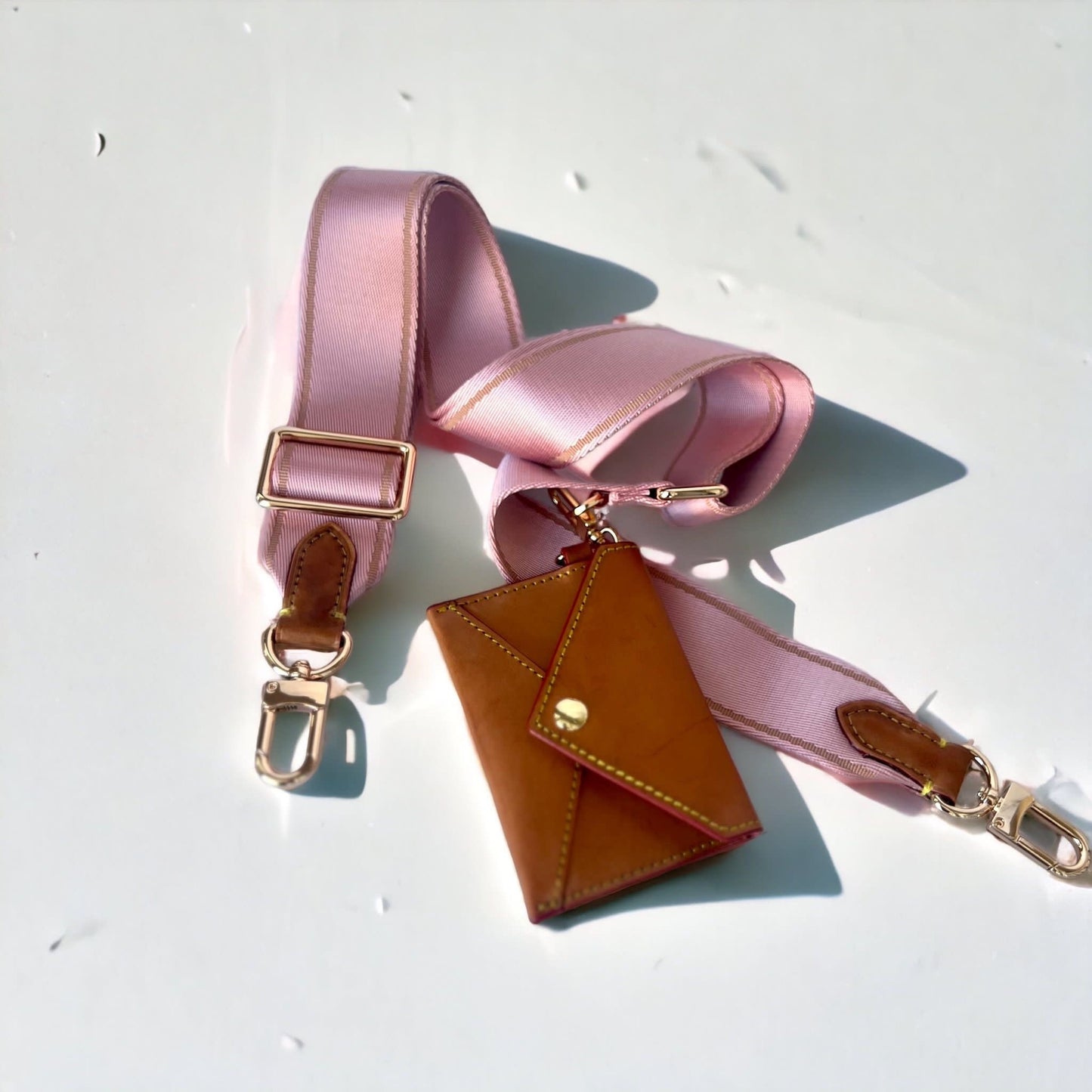 Nylon Bag Strap + Small ID Card Wallet Honey Patina