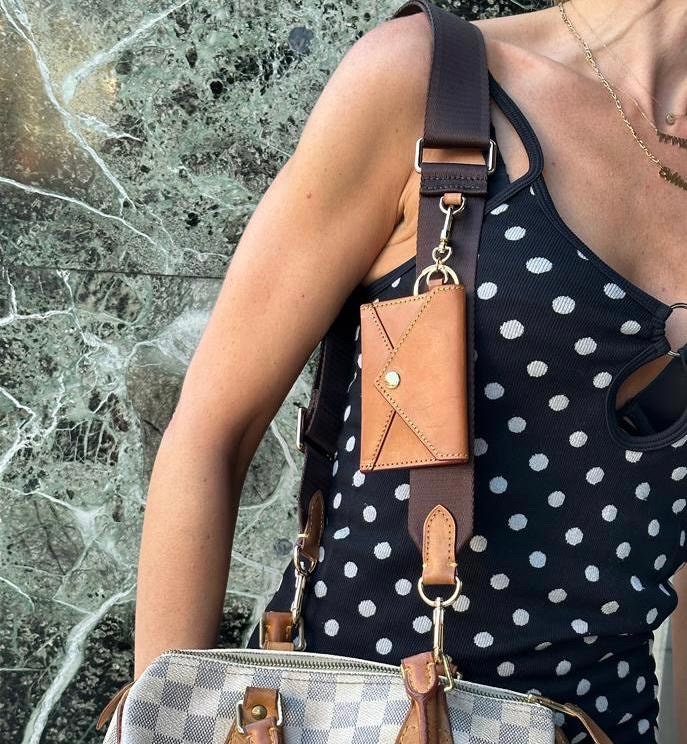 Nylon Bag Strap + Small ID Card Wallet Honey Patina