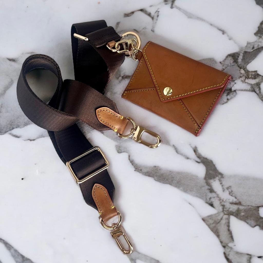 Nylon Bag Strap + Small ID Card Wallet Honey Patina