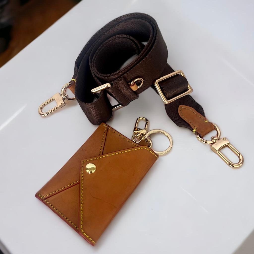 Nylon Bag Strap + Small ID Card Wallet Honey Patina
