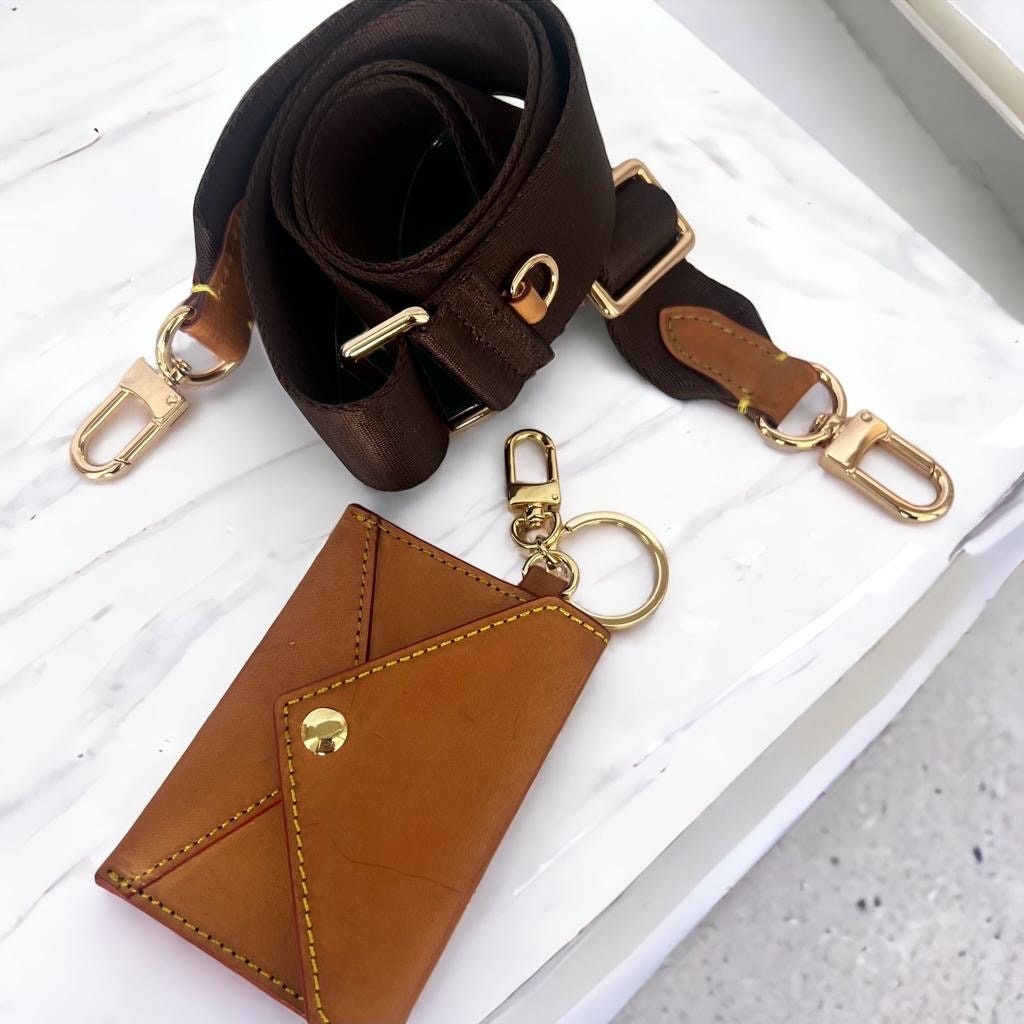 Nylon Bag Strap + Small ID Card Wallet Honey Patina