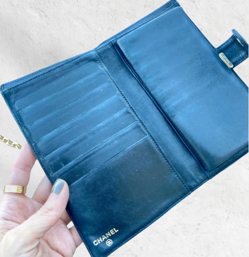 CHANEL CAVIAR LONG WALLET + Complimentary Chain
