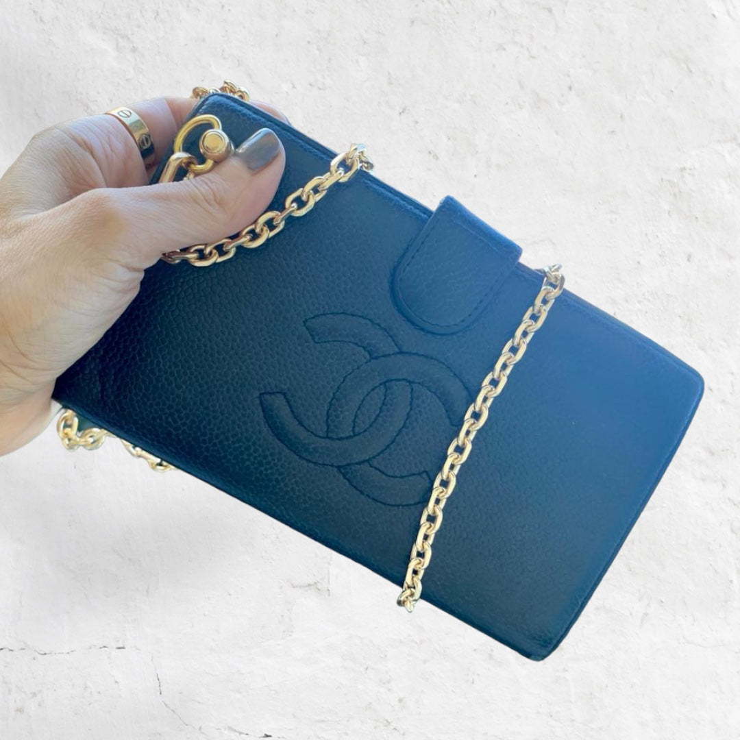CHANEL CAVIAR LONG WALLET + Complimentary Chain