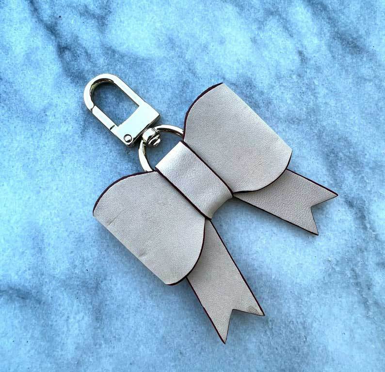 HANDMADE BOW BAG CHARM Honey Patina or Natural