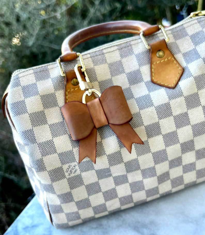 HANDMADE BOW BAG CHARM Honey Patina or Natural
