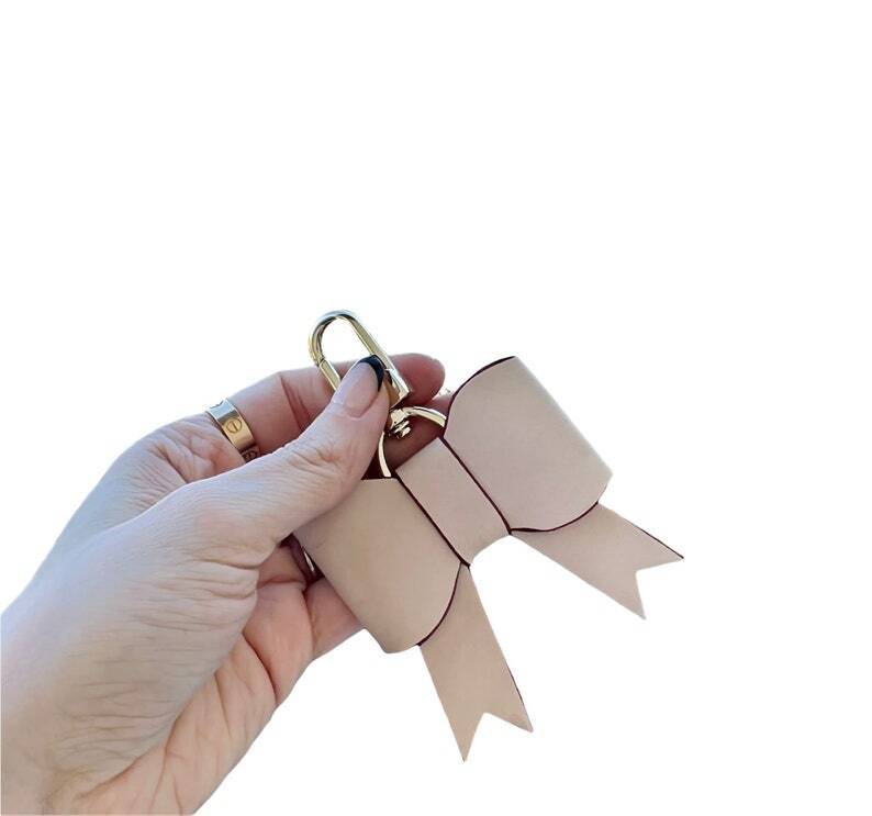 HANDMADE BOW BAG CHARM Honey Patina or Natural