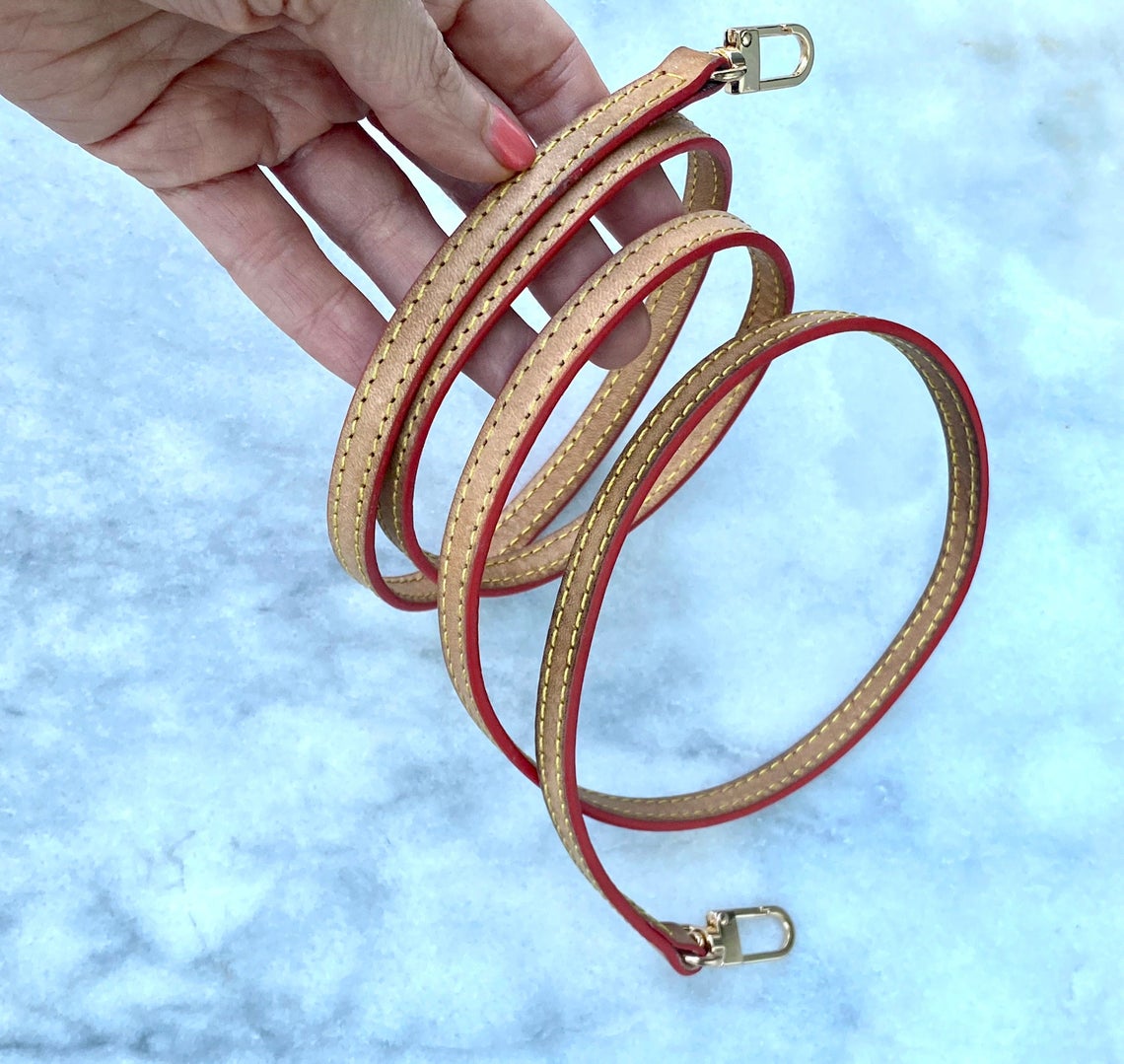 Crossbody Strap Replacement - Vachetta Leather - Custom Honey Tanning Handmade Patina - Strap for Pochette Clutch and Small luxury Purses - Sexy Little Vintage