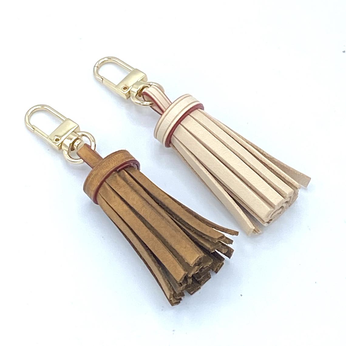 Vachetta Leather Crossbody Strap Replacement + Tassel Set - Natural Vachetta or Honey Handcrafted Patina - For Pochette Clutch and Purses - Sexy Little Vintage