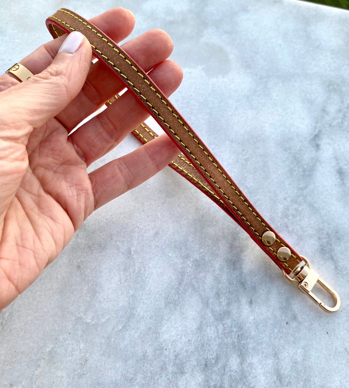 Wristlet Leather Strap Replacement For Pochette - Clutch - Wallet - Natural Vachetta or Honey Tanning Handcrafted Patina - keychain key fob - Sexy Little Vintage