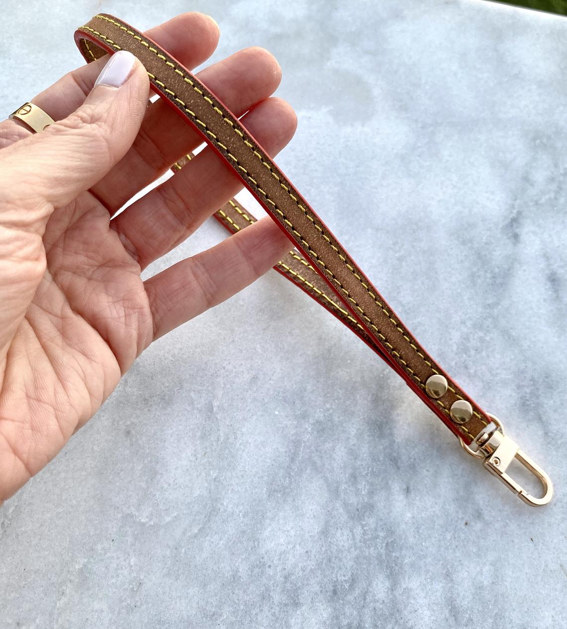 Vachetta Leather Wristlet Strap -Natural Vachetta or Honey Tanning Handmade Patina - Wristlet Replacement For Pochette Clutch Wallet Purses