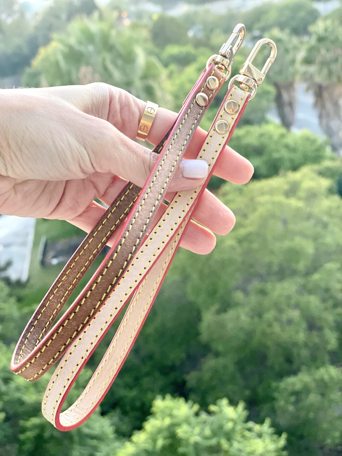 Wristlet Leather Strap Replacement For Pochette - Clutch - Wallet - Natural Vachetta or Honey Tanning Handcrafted Patina - keychain key fob - Sexy Little Vintage