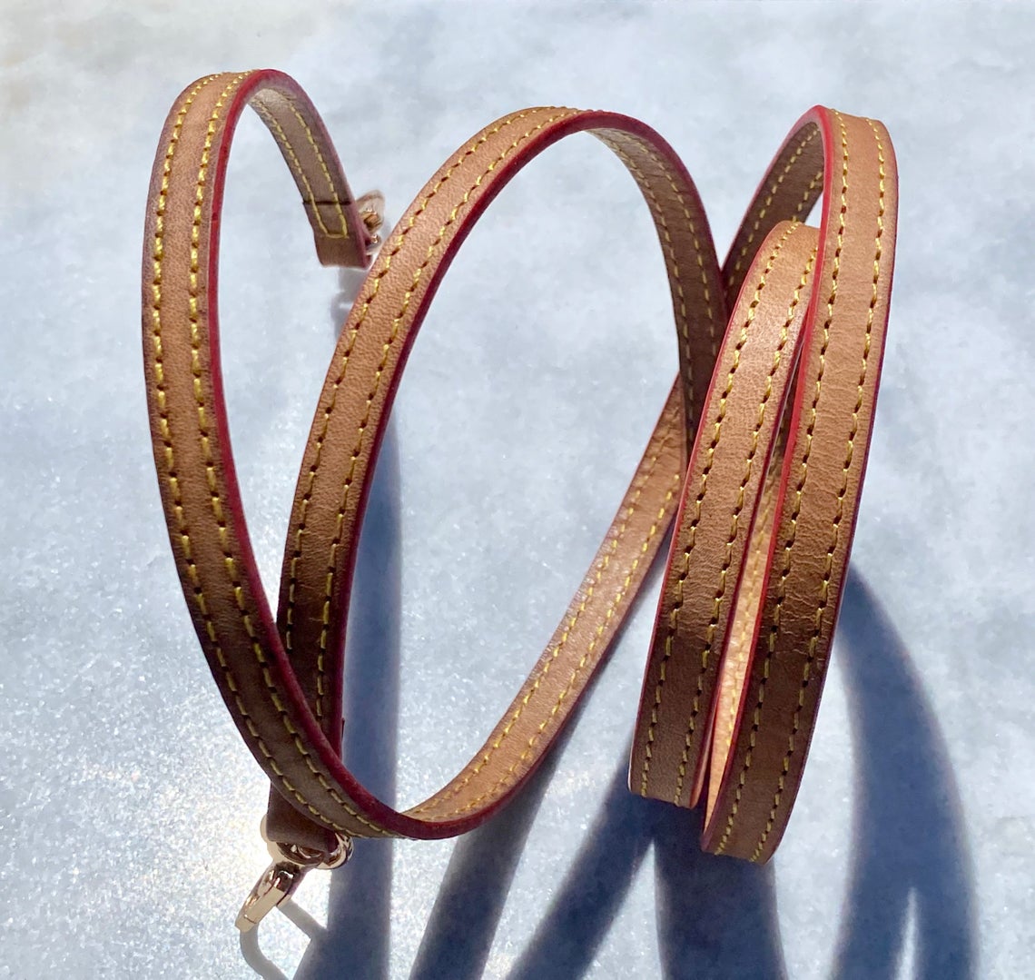 Vachetta Leather Crossbody Strap - Real Vegetable Leather - Honey Tanning Handmade Patina - Strap Replacement - For Pochette Vintage Clutch - Sexy Little Vintage