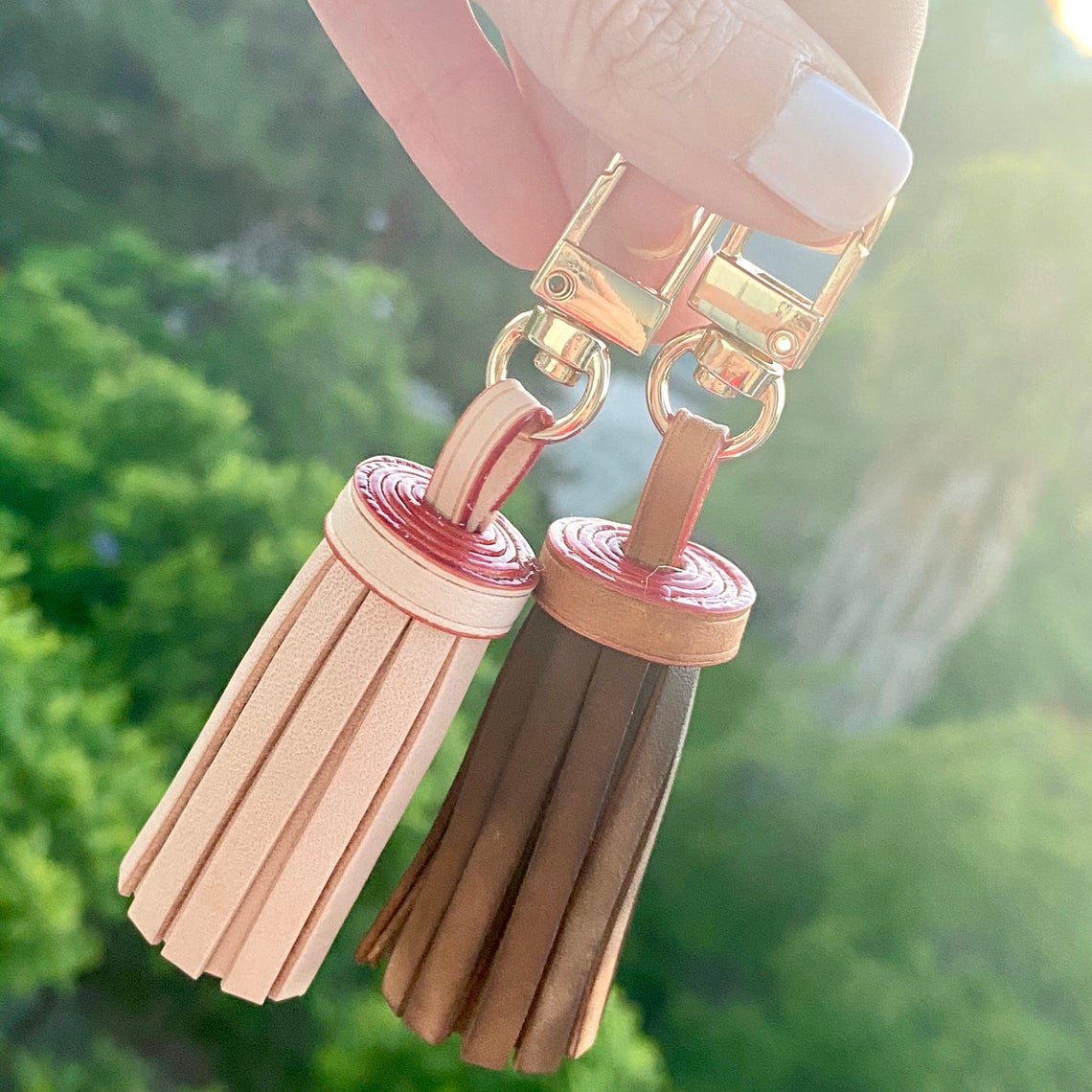 Handcrafted Vachetta Leather Tassel -Natural Vachetta or Handmade Tanning Honey Patina - For Pochette Clutch Pouch - Real Leather Tassel - - Sexy Little Vintage