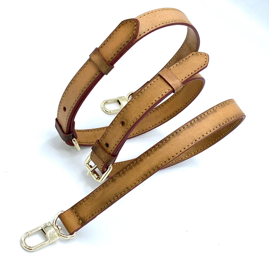 Vachetta Leather Adjustable Crossbody 0r Shoulder Strap - Real Vegetable Leather - Honey Tanning Handmade Patina - Strap for GM Vintage Bags - Sexy Little Vintage