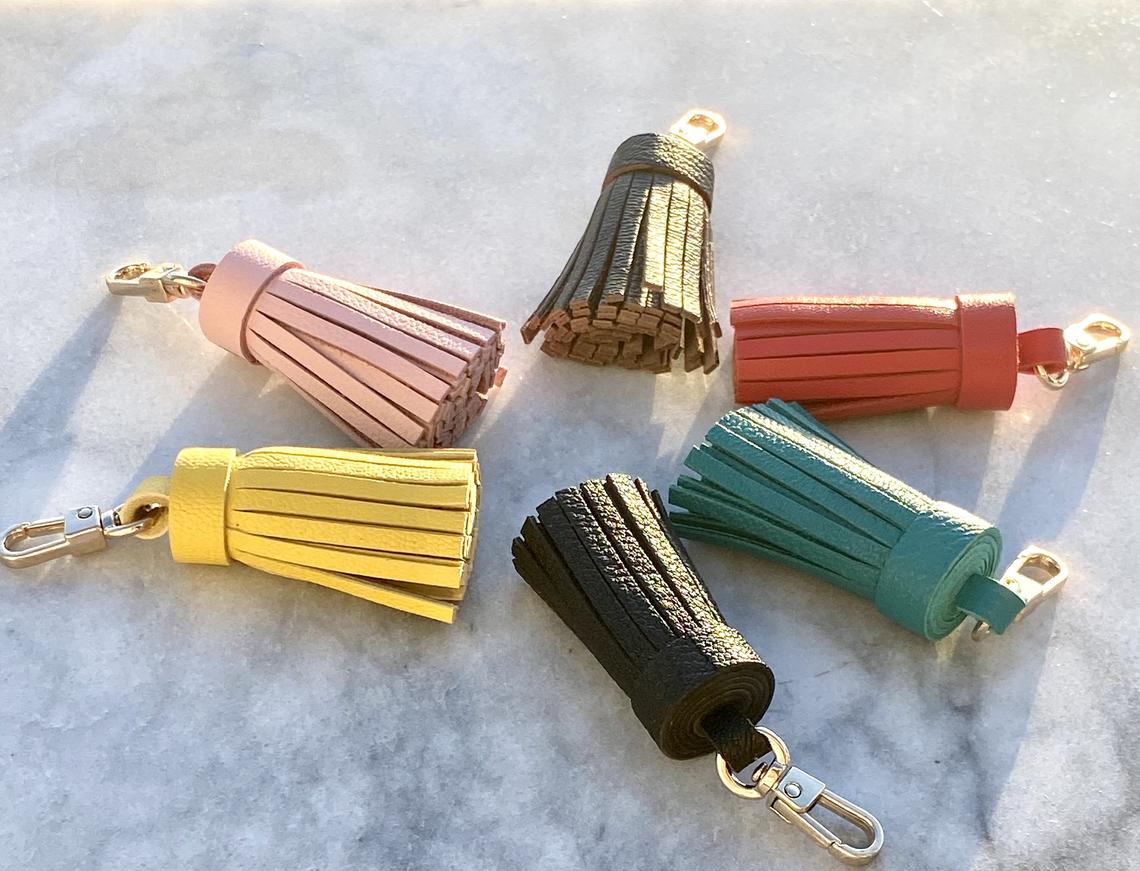 Genuine Leather Tassel Keychain Handbag Charm Handmade from Top quality Real Leather - Bag Charm Accessory - Leather Tassel for Bag - Colors - Sexy Little Vintage