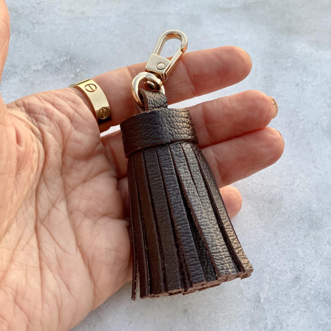 Genuine Leather Tassel Keychain Handbag Charm Handmade from Top quality Real Leather - Bag Charm Accessory - Leather Tassel for Bag - Colors - Sexy Little Vintage
