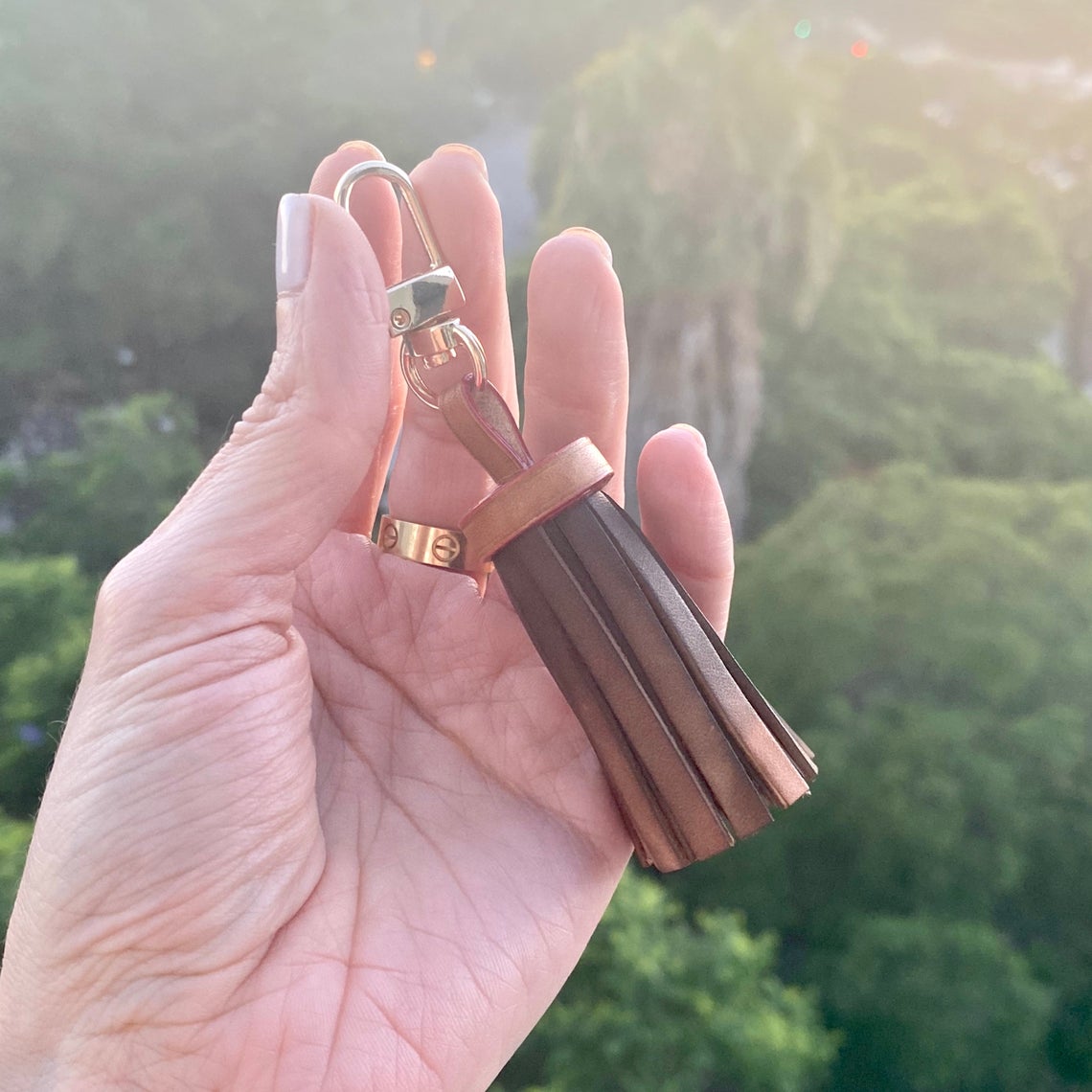 Handcrafted Vachetta Leather Tassel -Natural Vachetta or Handmade Tanning Honey Patina - For Pochette Clutch Pouch - Real Leather Tassel - - Sexy Little Vintage