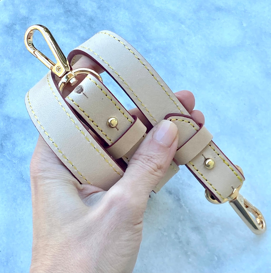 Shoulder Strap Replacement - Natural Genuine Vegetable Vachetta Leather - Adjustable 25" 27" Shoulder Strap. Perfect for GM Luxury Bags - Sexy Little Vintage