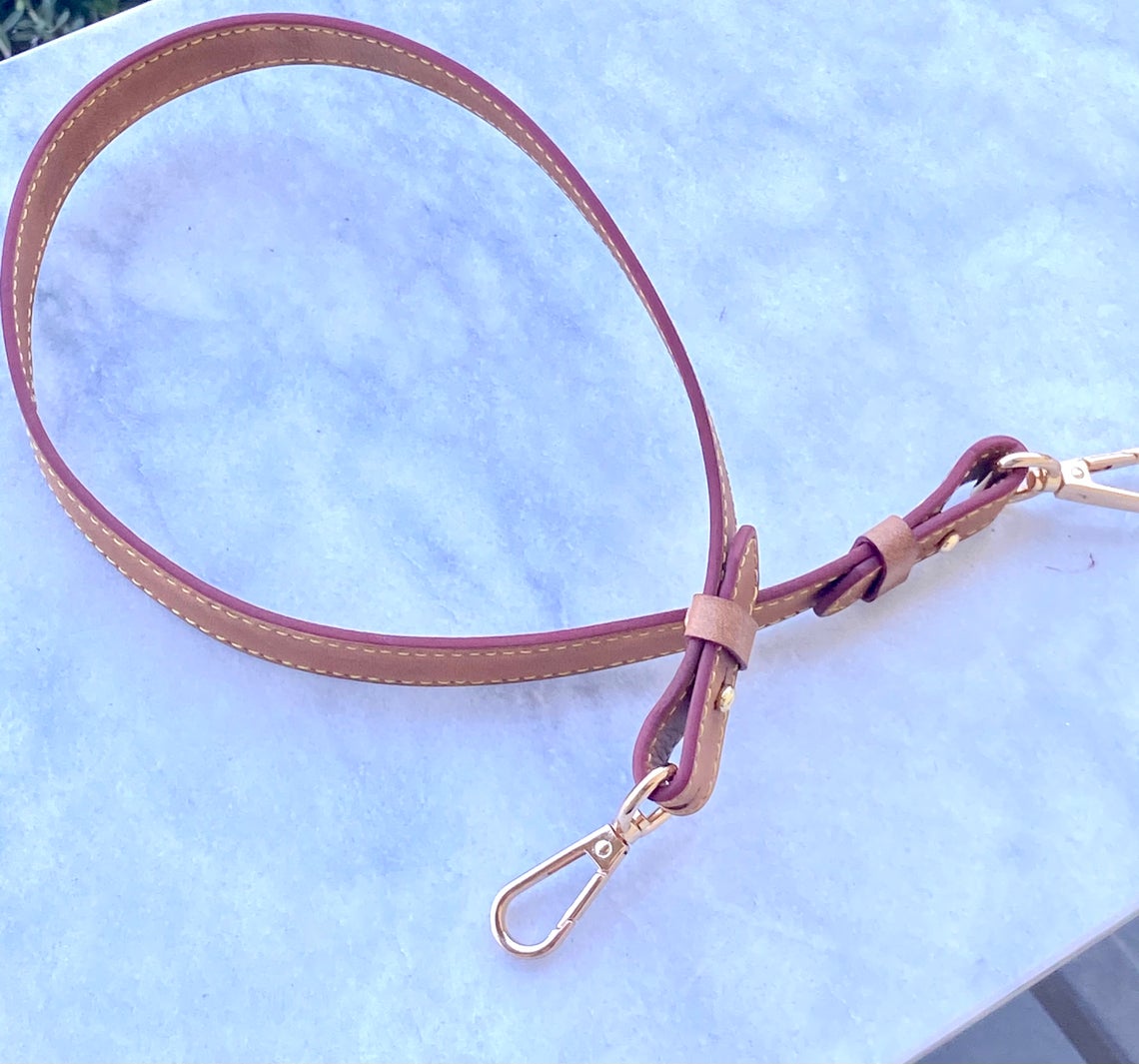 Adjustable Shoulder Strap Vachetta Leather - Real Vegetable Leather - Honey Tanning Vintage Handmade Patina - Strap for PM/ GM Vintage Bags - Sexy Little Vintage