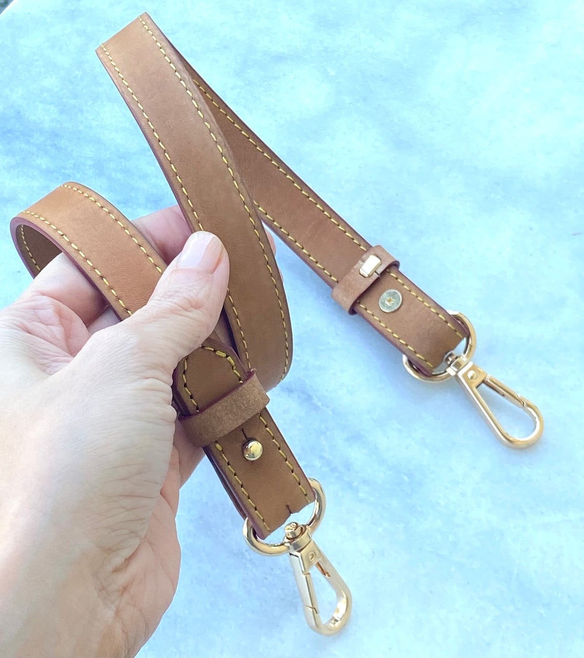 Adjustable Shoulder Strap Vachetta Leather - Real Vegetable Leather - Honey Tanning Vintage Handmade Patina - Strap for PM/ GM Vintage Bags - Sexy Little Vintage