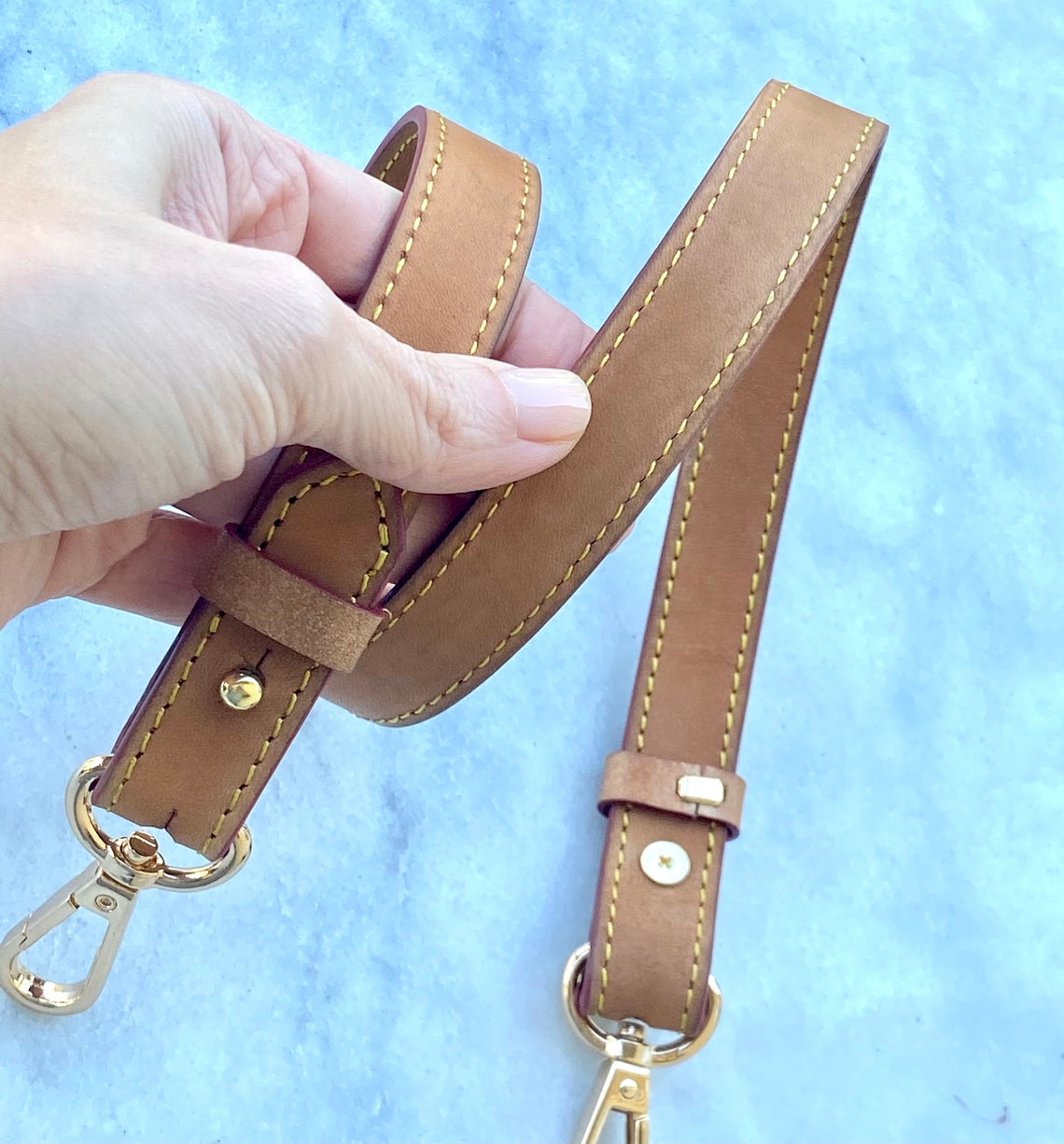 Adjustable Shoulder Strap Vachetta Leather - Real Vegetable Leather - Honey Tanning Vintage Handmade Patina - Strap for PM/ GM Vintage Bags - Sexy Little Vintage