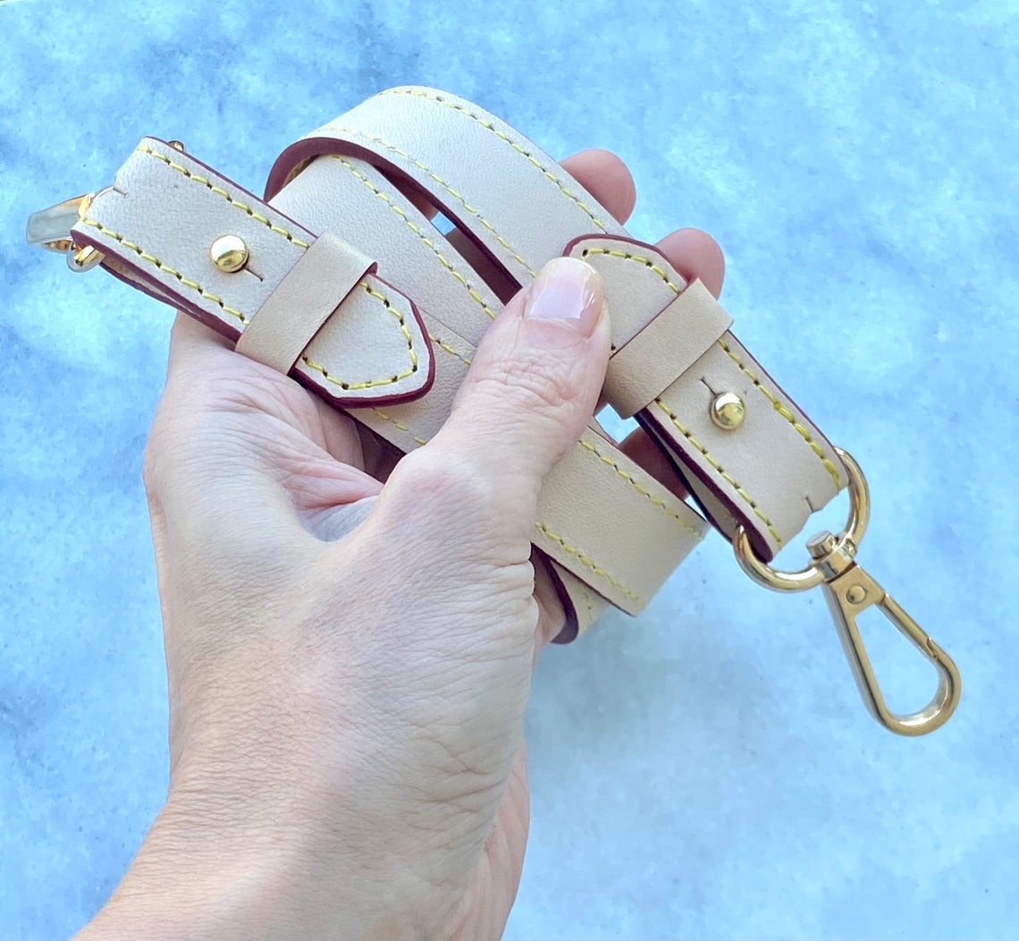 Shoulder Strap Replacement - Natural Genuine Vegetable Vachetta Leather - Adjustable 25" 27" Shoulder Strap. Perfect for GM Luxury Bags - Sexy Little Vintage