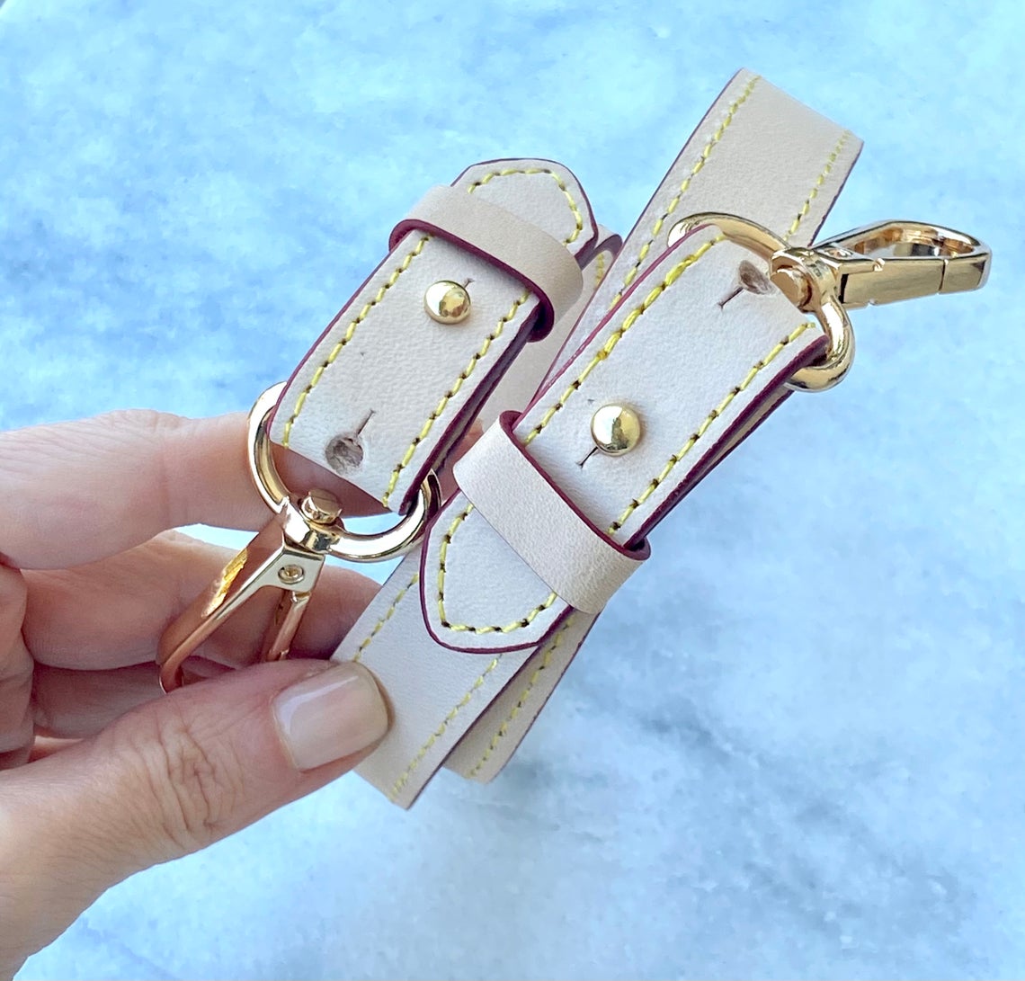 Shoulder Strap Replacement - Natural Genuine Vegetable Vachetta Leather - Adjustable 25" 27" Shoulder Strap. Perfect for GM Luxury Bags - Sexy Little Vintage