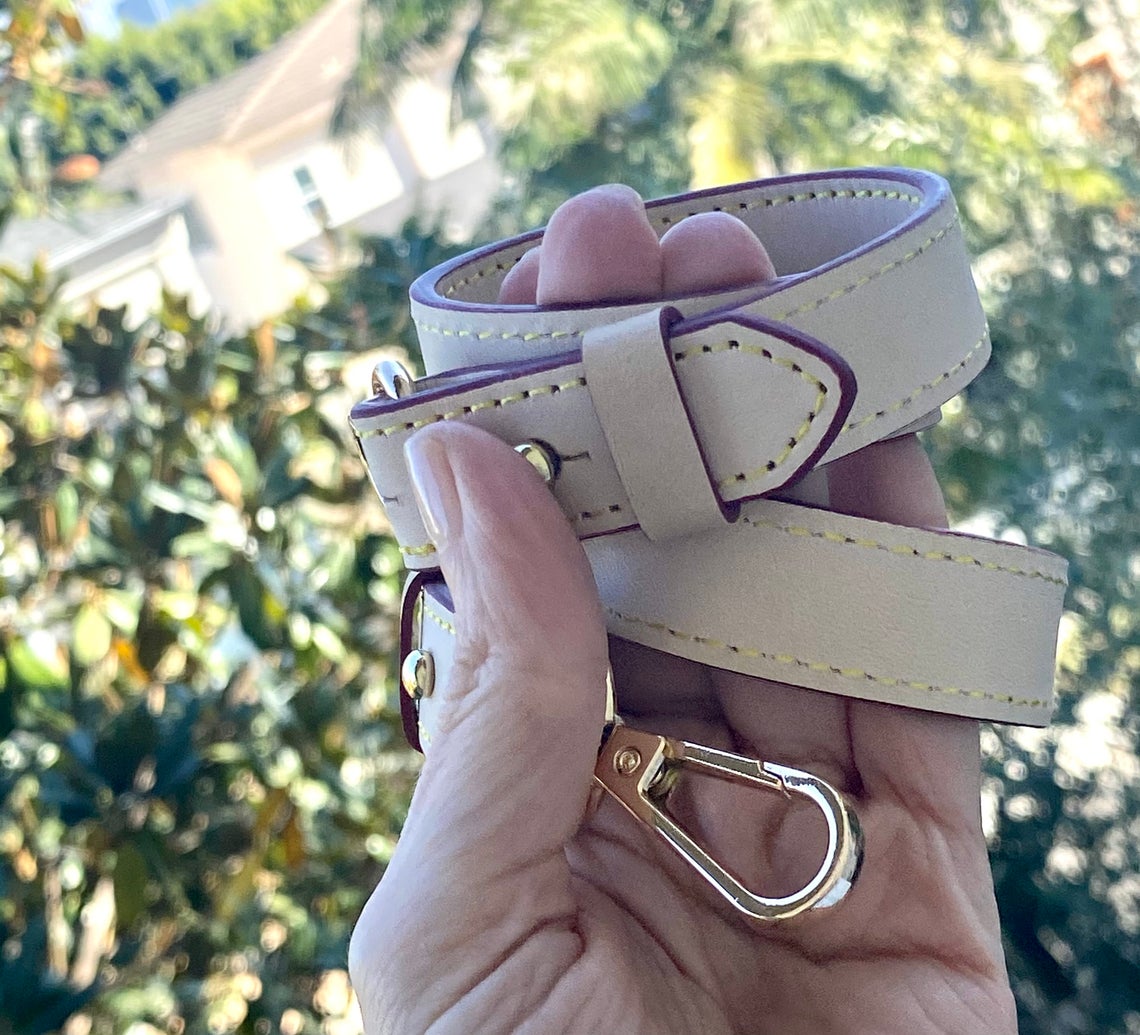 Shoulder Strap Replacement - Natural Genuine Vegetable Vachetta Leather - Adjustable 25" 27" Shoulder Strap. Perfect for GM Luxury Bags - Sexy Little Vintage