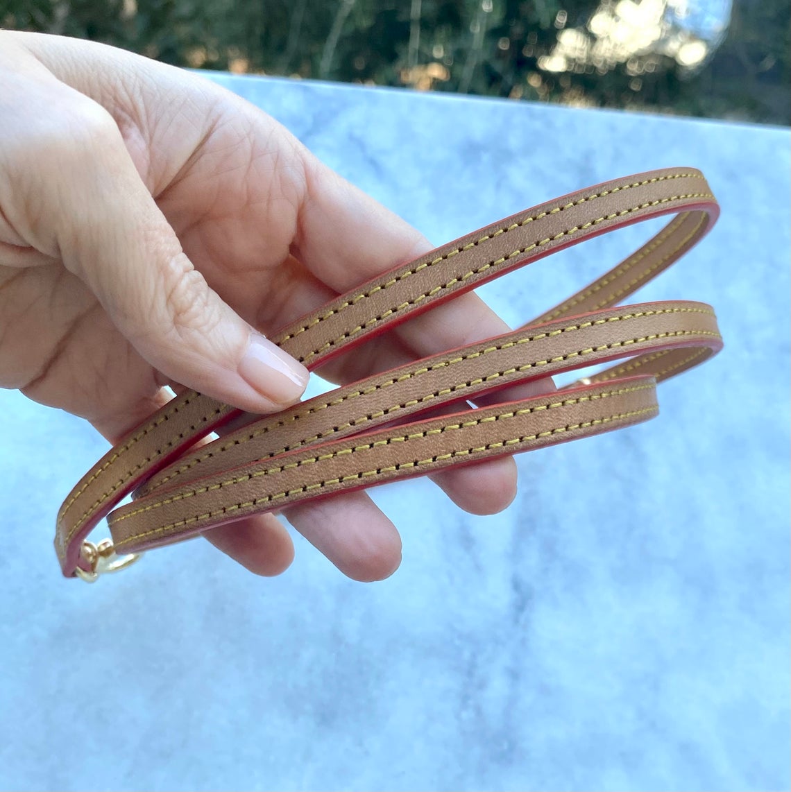 Natural Vachetta / Honey or Dark Brown Crossbody Strap Replacement Handcrafted - Real Leather Strap for Pochette Clutch and Small Lux Purses - Sexy Little Vintage