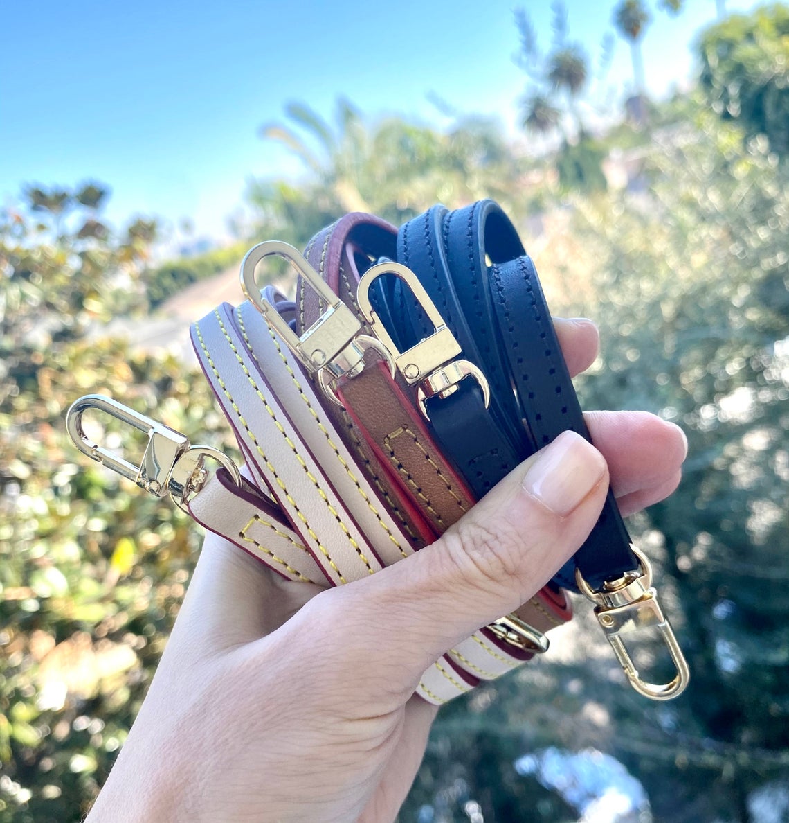 Crossbody Strap Replacement - Natural/ Honey or Dark Brown Handcrafted Patina - Real Leather Strap for Pochette Clutch and Small Lux Purses - Sexy Little Vintage