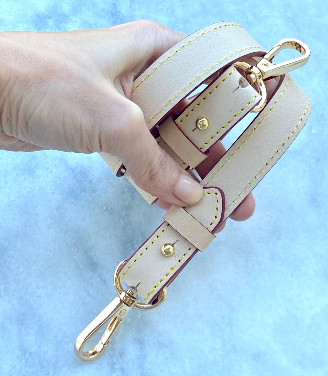 Shoulder Strap Replacement - Natural Genuine Vegetable Vachetta Leather - Adjustable 25" 27" Shoulder Strap. Perfect for GM Luxury Bags - Sexy Little Vintage