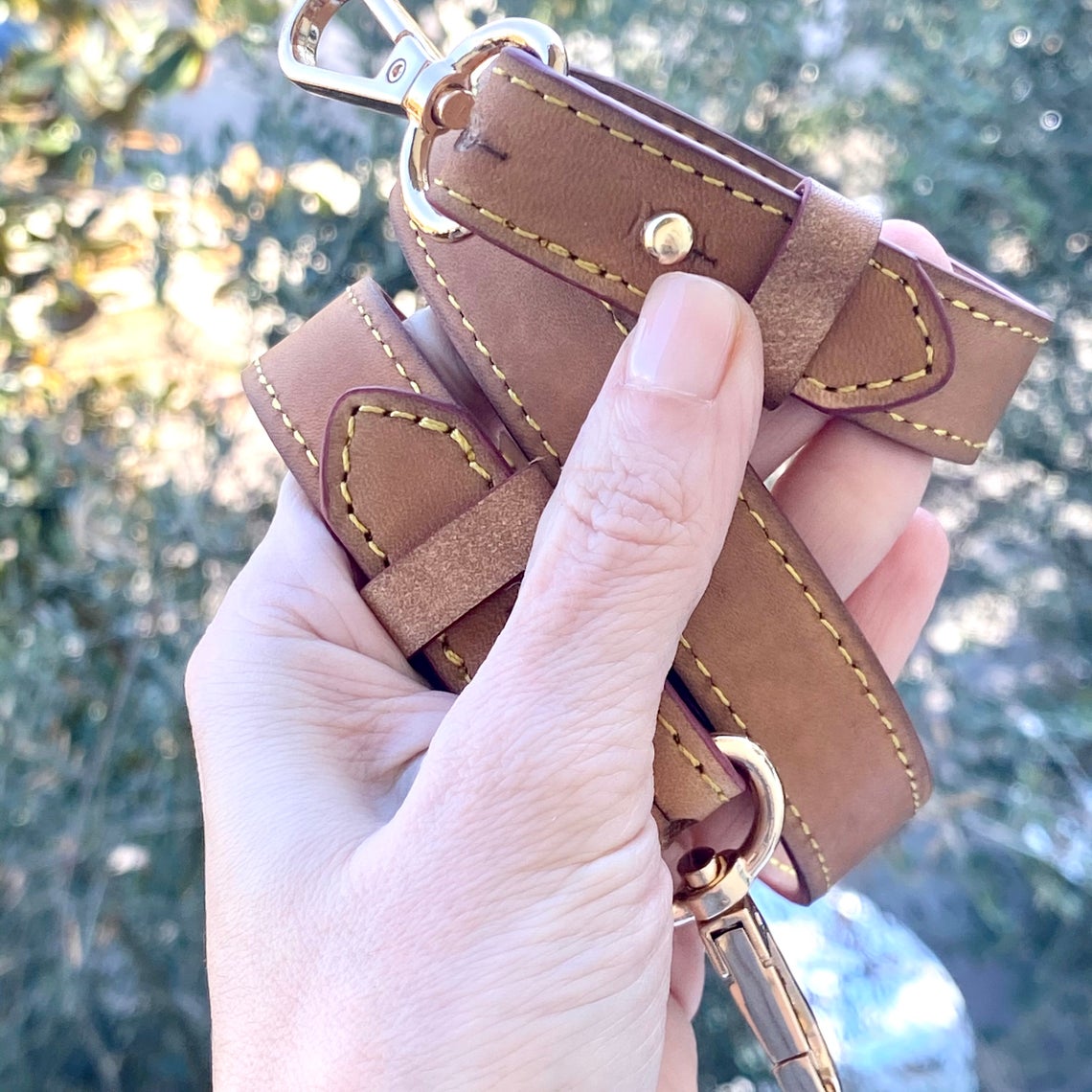 Adjustable Shoulder Strap Vachetta Leather - Real Vegetable Leather - Honey Tanning Vintage Handmade Patina - Strap for PM/ GM Vintage Bags - Sexy Little Vintage