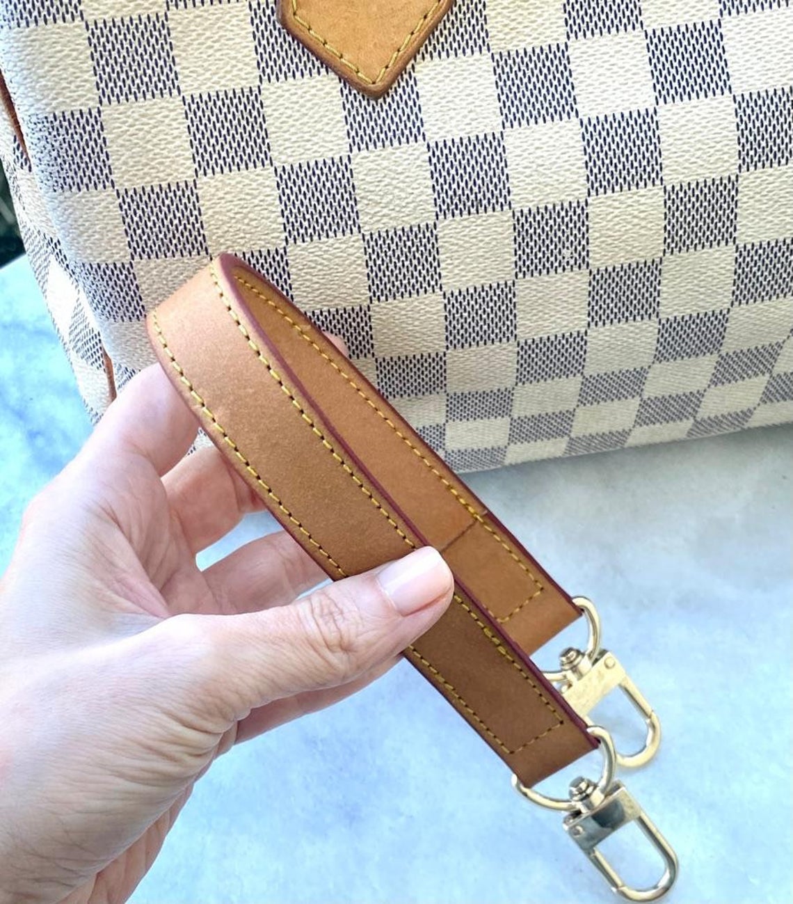 Vachetta Leather Top Handle Purse Strap- Real Vegetable Leather - Honey Tanning Handmade Patina - Perfect for Bucket Vintage Bags 3/4”wide - Sexy Little Vintage
