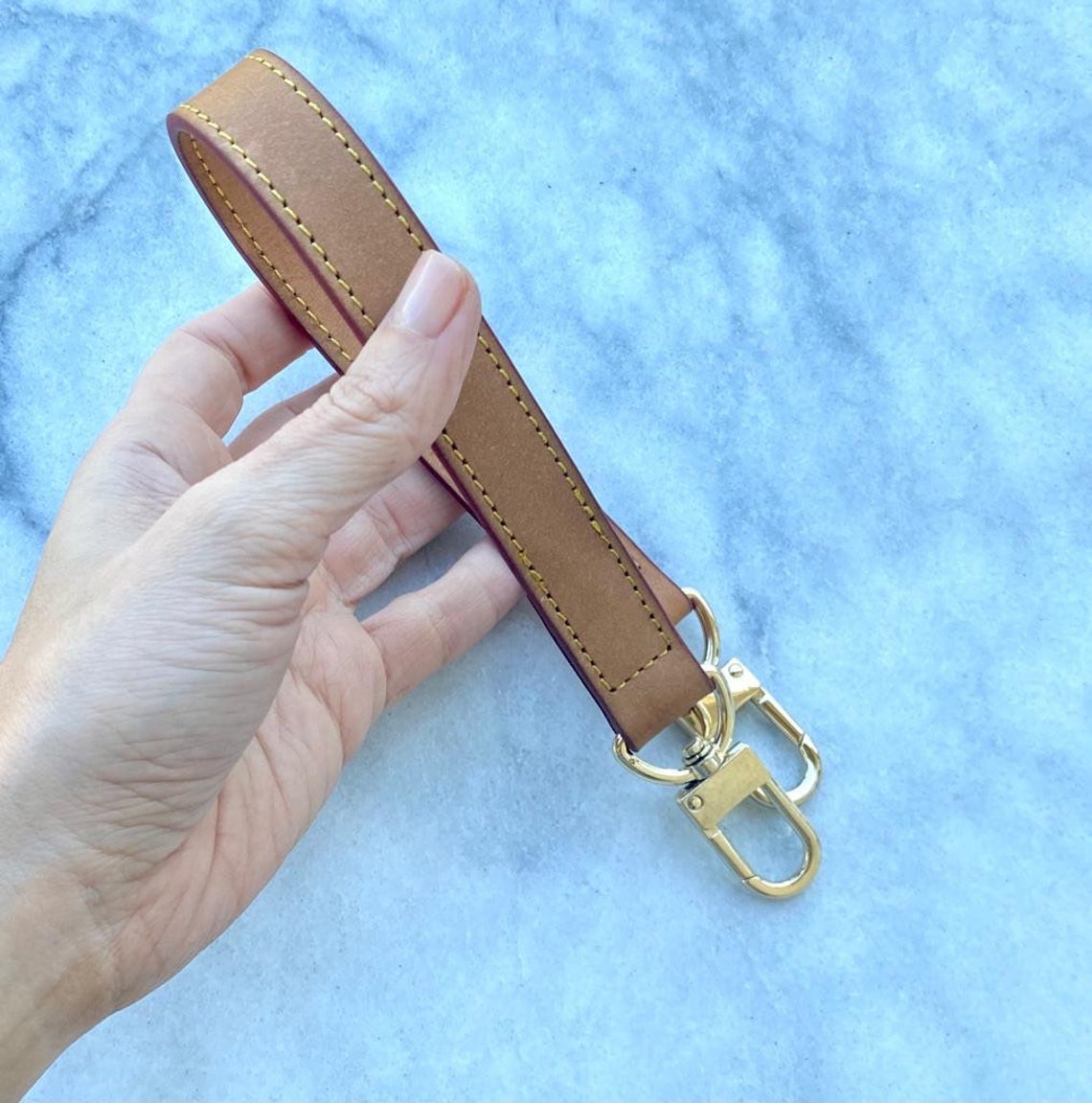 Vachetta Leather Top Handle Purse Strap- Real Vegetable Leather - Honey Tanning Handmade Patina - Perfect for Bucket Vintage Bags 3/4”wide - Sexy Little Vintage