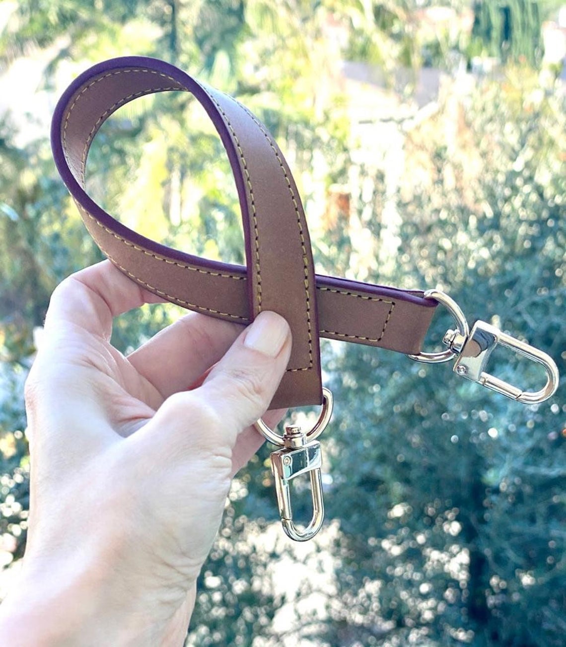 Vachetta Leather Top Handle Purse Strap- Real Vegetable Leather - Honey Tanning Handmade Patina - Perfect for Bucket Vintage Bags 3/4”wide - Sexy Little Vintage