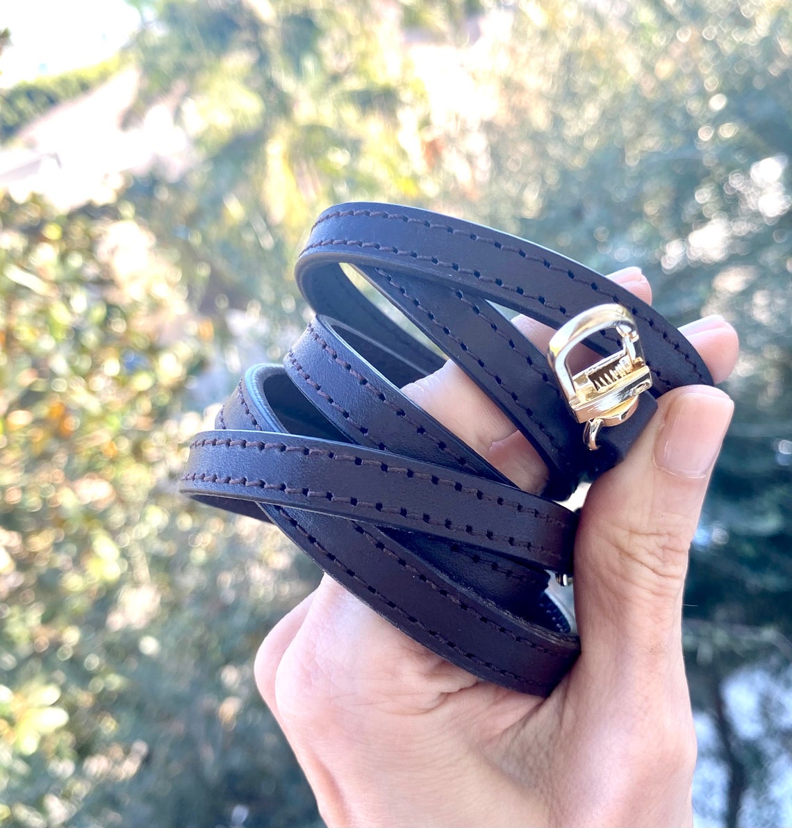 Natural Vachetta / Honey or Dark Brown Crossbody Strap Replacement Handcrafted - Real Leather Strap for Pochette Clutch and Small Lux Purses - Sexy Little Vintage
