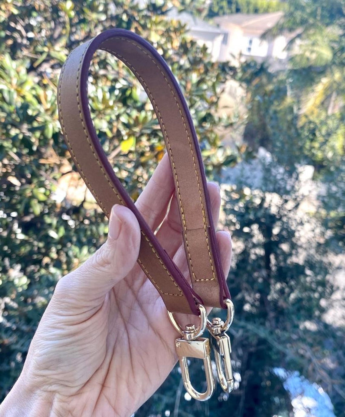 Vachetta Leather Top Handle Purse Strap- Real Vegetable Leather - Honey Tanning Handmade Patina - Perfect for Bucket Vintage Bags 3/4”wide - Sexy Little Vintage