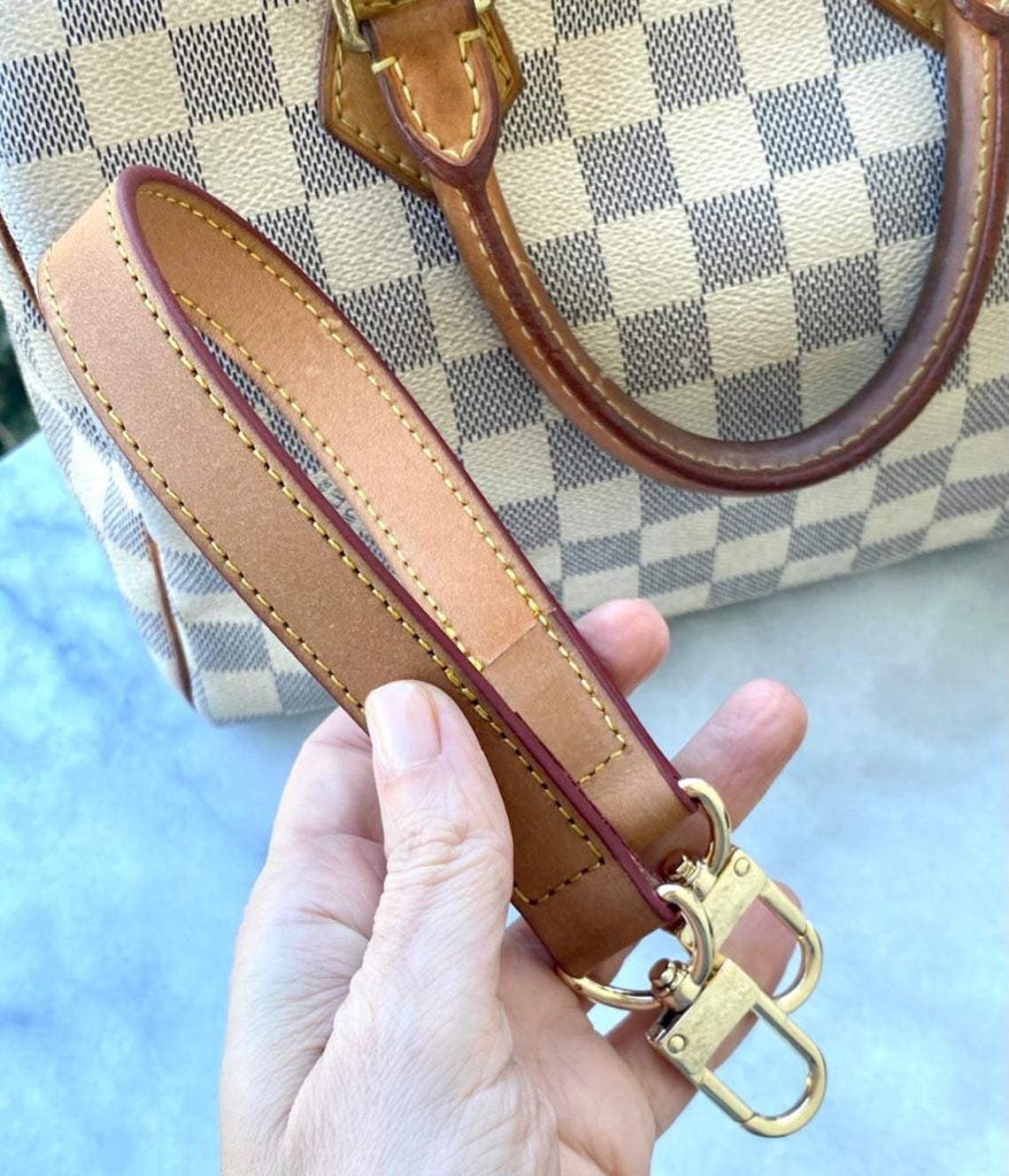 Vachetta Leather Top Handle Purse Strap- Real Vegetable Leather - Honey Tanning Handmade Patina - Perfect for Bucket Vintage Bags 3/4”wide - Sexy Little Vintage