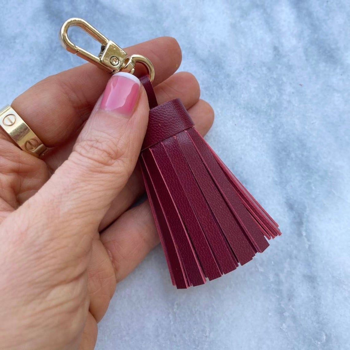 Genuine Leather Tassel Keychain Handbag Charm Handmade from Top quality Real Leather - Bag Charm Accessory - Leather Tassels - Summer Colors - Sexy Little Vintage