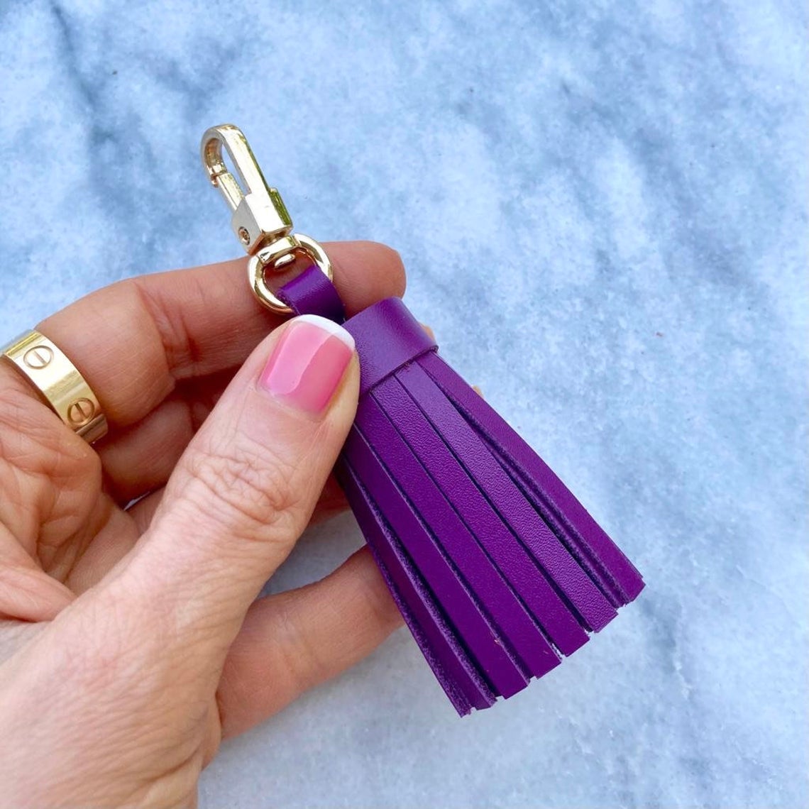 Genuine Leather Tassel Keychain Handbag Charm Handmade from Top quality Real Leather - Bag Charm Accessory - Leather Tassels - Summer Colors - Sexy Little Vintage