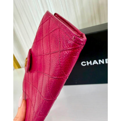 CHANEL Pink Caviar Leather Long Wallet