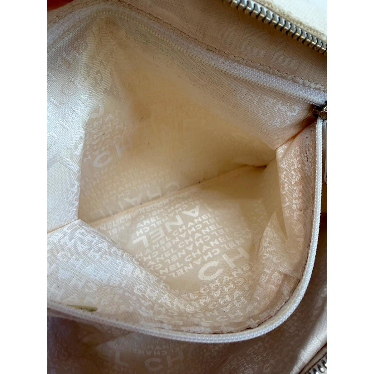 CHANEL Travel Line Cream & Pink Tote Bag