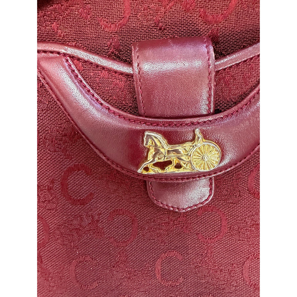 CELINE Burgundy C Monogram Shoulder Bag