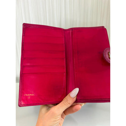 CHANEL Pink Caviar Leather Long Wallet