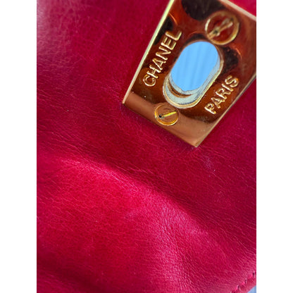 CHANEL Red Patent Leather Mini Flap Bag