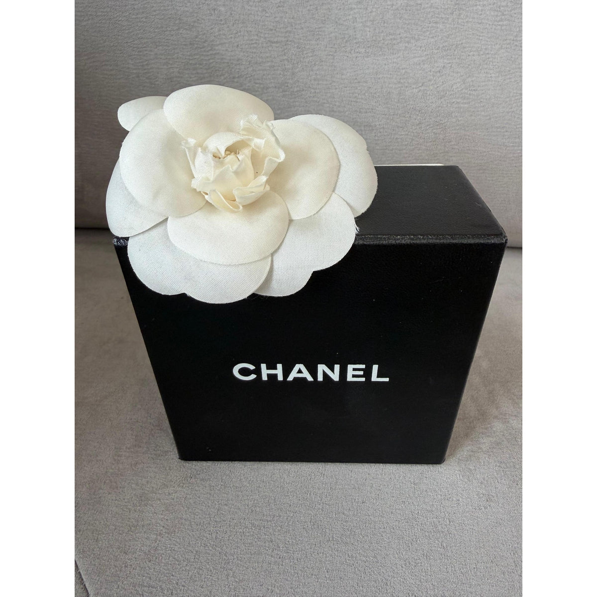CHANEL Ivory Silk Camellia Brooch