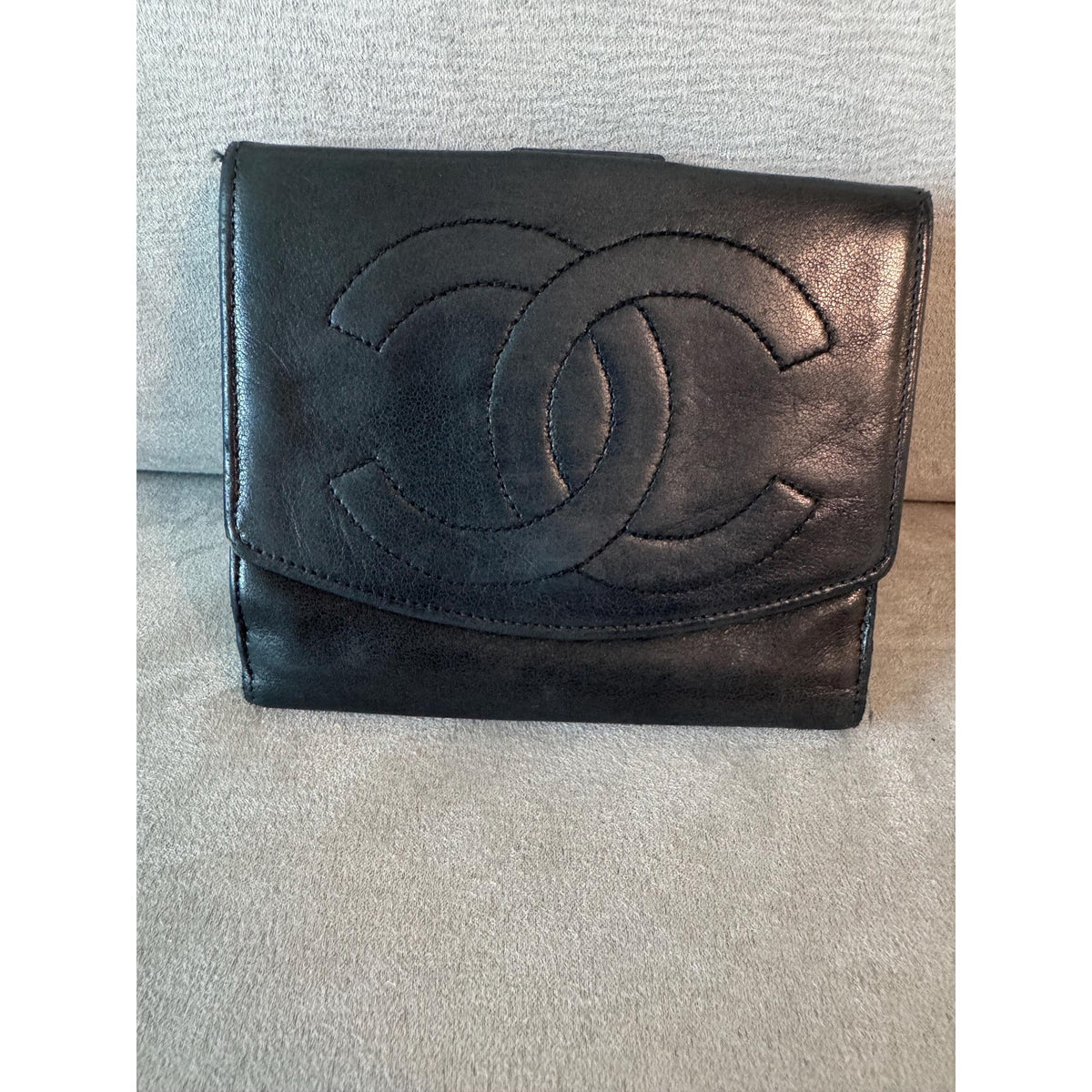 CHANEL Black Lambskin Bifold Wallet