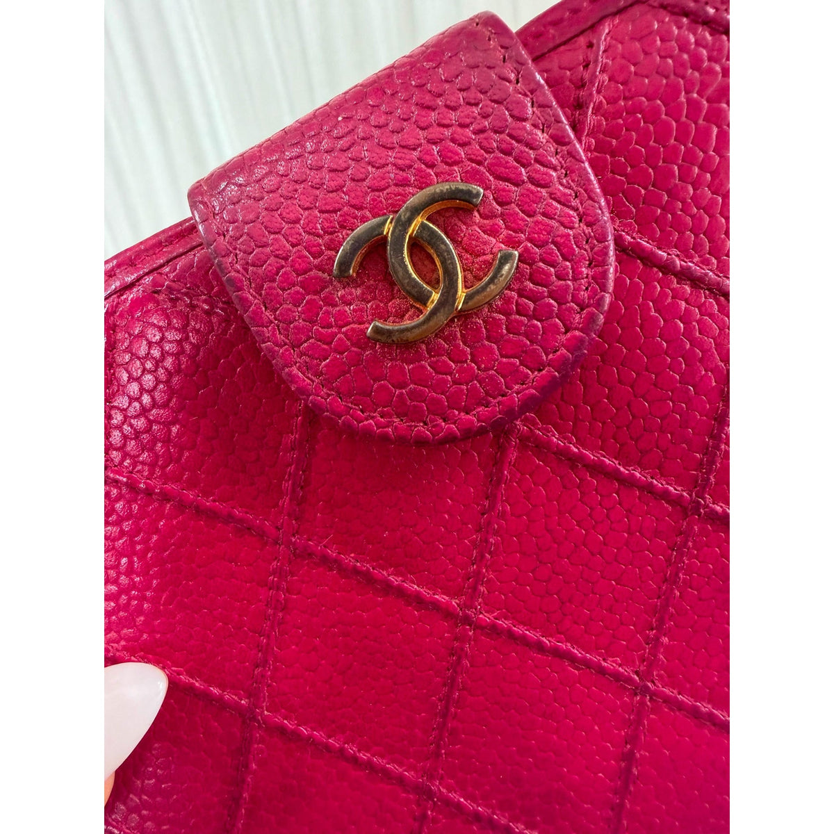 CHANEL Pink Caviar Leather Long Wallet